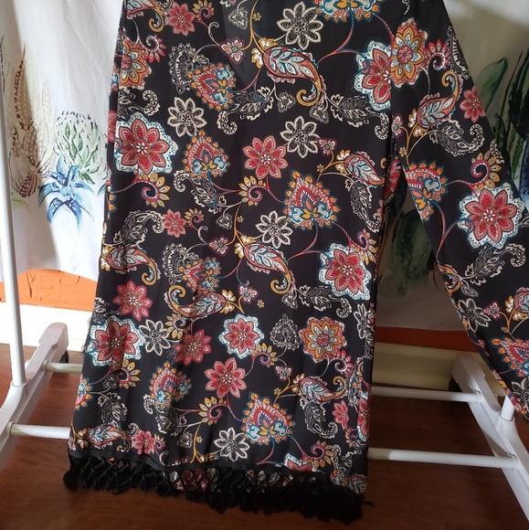 Black Paisley Boho Dress or Long Shirt - Picture 3 of 6